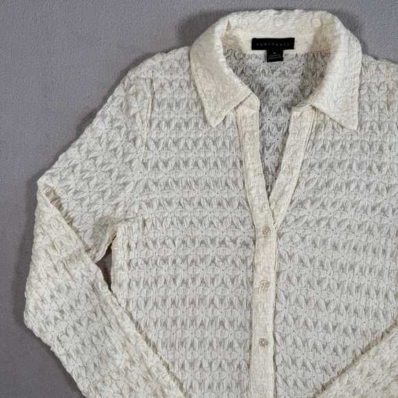 Sactuary Top Womens X Large Ivory Dreamgirl Lace Long Sleeve Button Up - Picture 3 of 11
